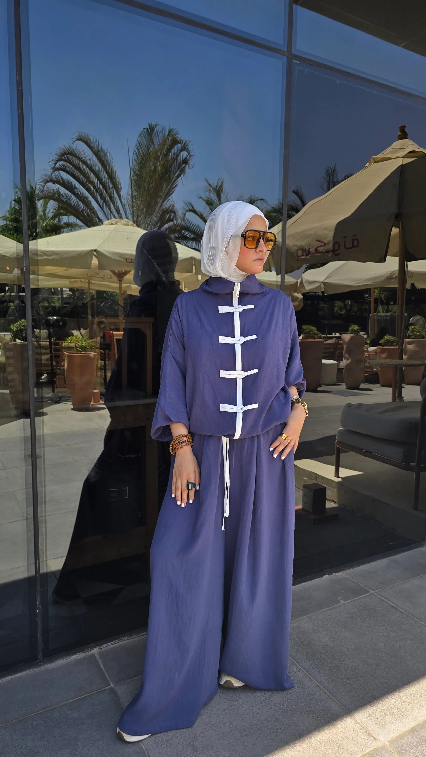 Chinese Linen Set - Dusty Navy